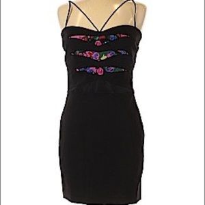 Floral Slip Dress w/Garden-Print Inlay